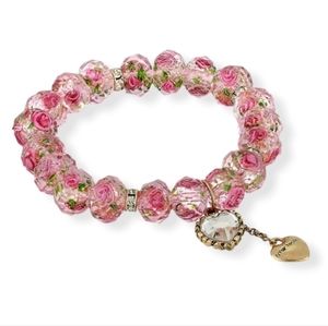 Betsey Johnson Tzarina Pink Beads Stretch Bracelet